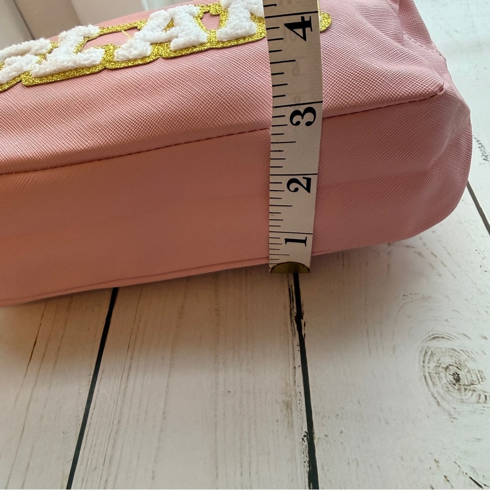 GLAM Pink Cosmetic Bag - Glam Embroidered Makeup Case - Picture 6 of 7
